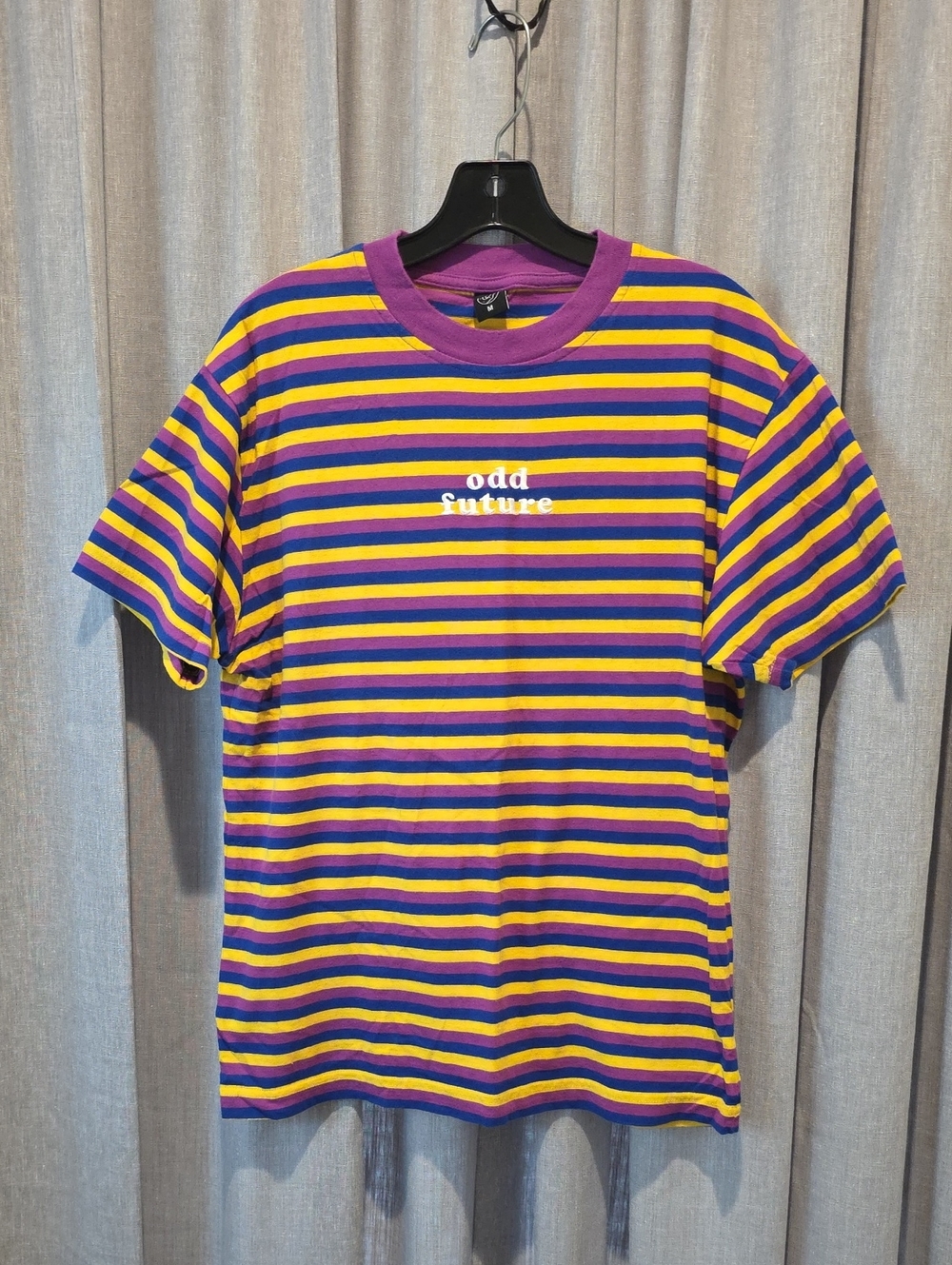 Odd Future Purple & Yellow Blue Striped Tee with White Embroidered Logo